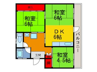 山田池住宅2号棟(301)の物件間取画像